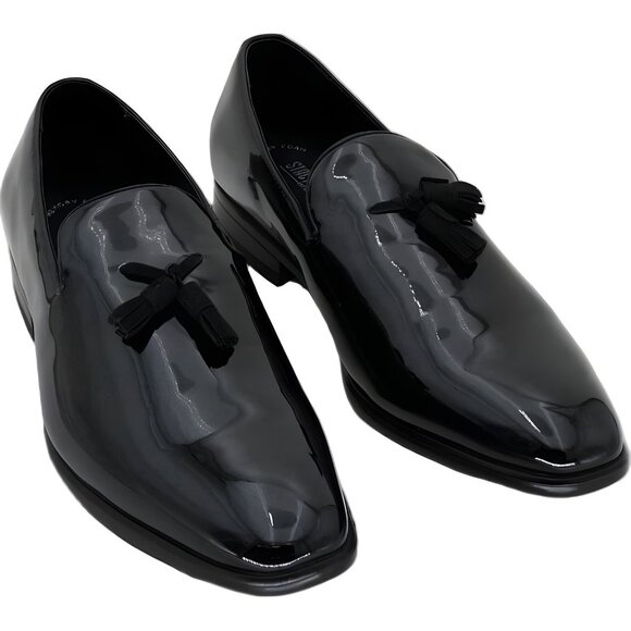 Stacy Adams Men's Black Patent Slip-On Loafers - Elegant & Comfortable 9M US - Picture 1 of 6